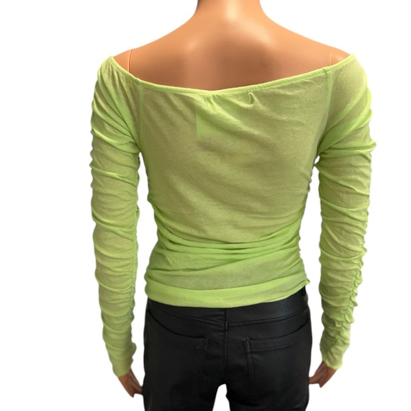 NWOT URBAN OUTFITTERS Neon Ruched Cut Out Lightweight Long Sleeve Top Medium - Picture 5 of 7